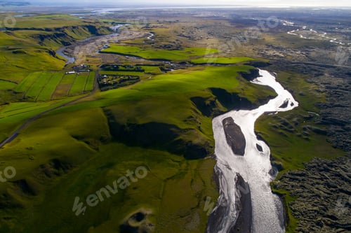 Preview: Landscape Of Iceland With Rivers And Beautiful Hills