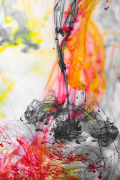 Preview: Red And Yellow Liquid In Water Making Abstract Forms