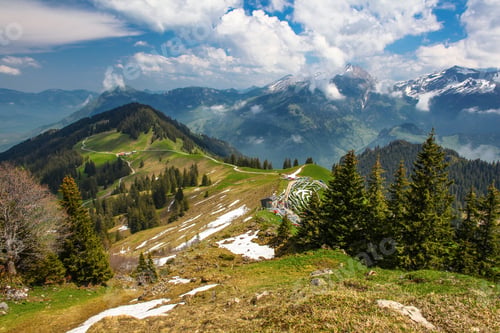 Preview: Swiss Alps Mountains Spring Landscape