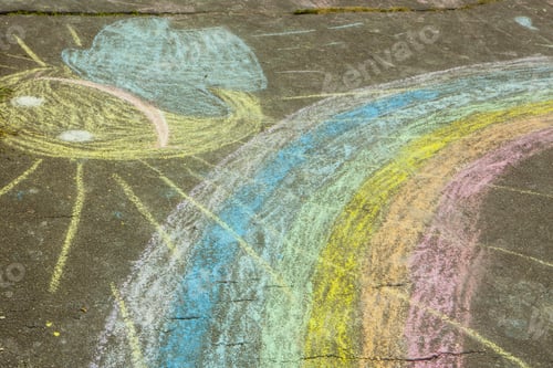Preview: Drawing Of Asphalt - Sun And Rainbow