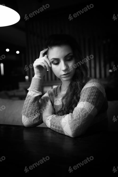 Preview: Beautiful Girl In A Cafe Having A Cup Of Coffee At A Dinner