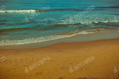 Preview: Sea Waves On The Sand Beach. Background Texture