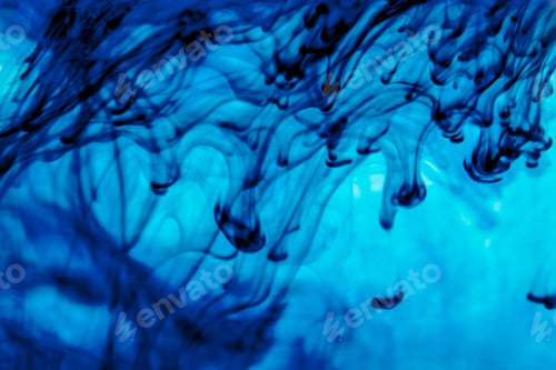 Preview: Blue Liquid In Water Making Abstract Forms