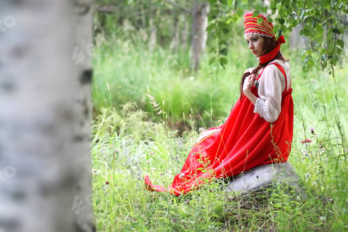 Preview: Slav In Traditional Dress Is Sitting In Nature