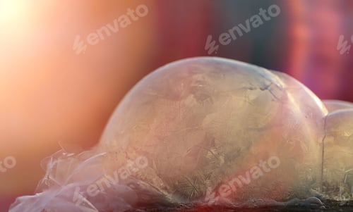 Preview: Soap Bubbles Freeze In The Cold. Winter Soapy Water Freezes In Air.
