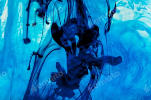 Preview: Blue Liquid In Water Making Abstract Forms