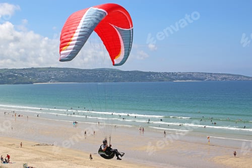 Preview: Paraglider At Hayle Beach, Cornwall