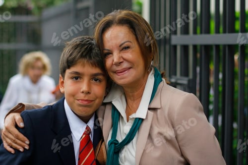 Preview: Grandmother Hugging Her Beautiful Grandson, Narrow Focus