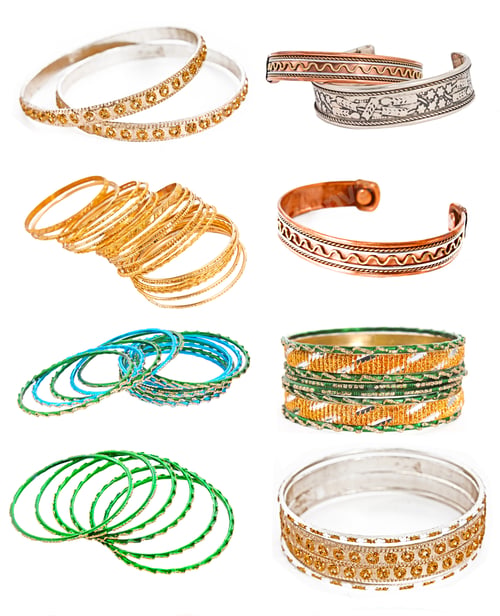 Preview: Set Of The Colorful Asian Bangles Isolated On White.