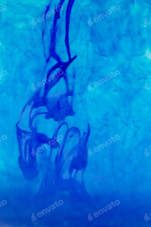 Preview: Blue Liquid In Water Making Abstract Forms