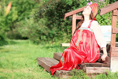 Preview: Beautiful Girl In A Red Dress Outdoor