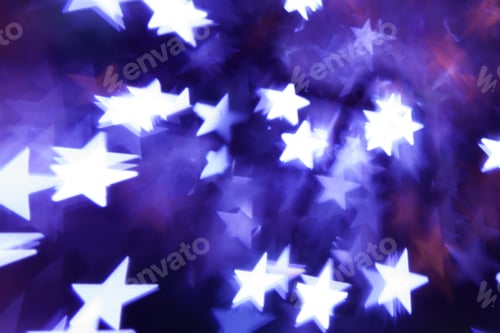 Preview: Abstract Shimmering Star Bokeh Background in Blue and White