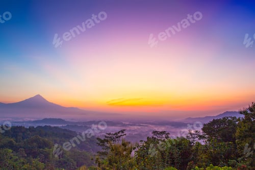 Preview: Sunrise View On The Mountains And Hills Around Borobudur