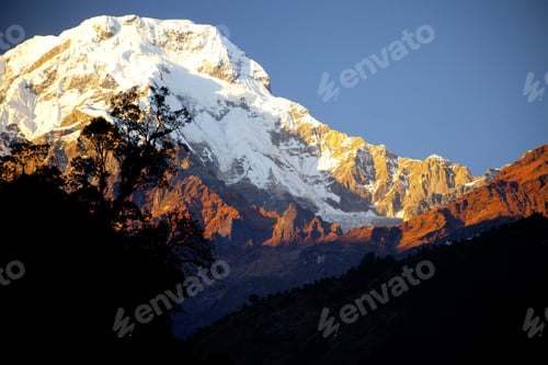Preview: Beautiful Landscape In Himalayas At The Sunrise Time, Annapurna Area, Nepal