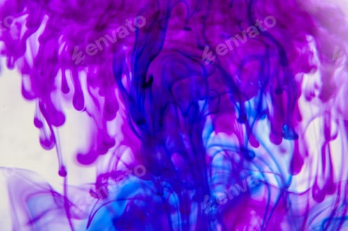 Preview: Blue And Violet Liquid In Water Making Abstract Forms