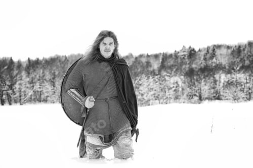 Preview: Defender The Young Warrior In Mail Armor Armed With A Sword And An Ax