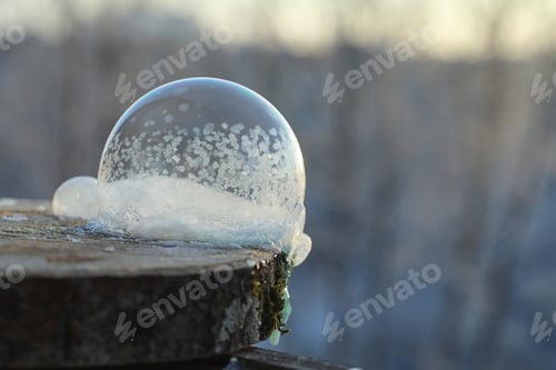 Preview: Soap Bubbles Freeze In The Cold. Winter Soapy Water Freezes In Air.