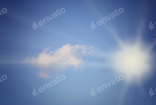 Preview: Clouds In The Blue Sky Fall Of Deflorate Down With Flowering Trees