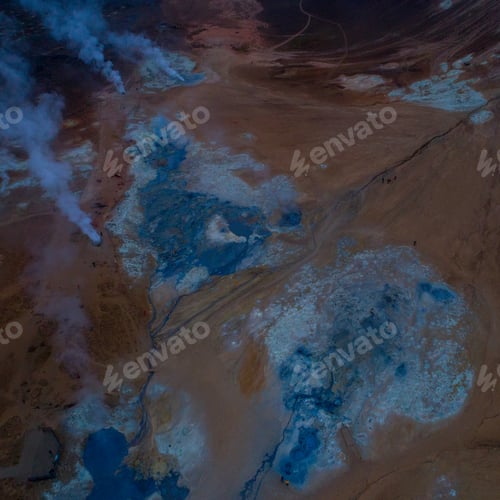 Preview: Icelandic Aerial Photography Captured By Drone.Beautiful Landscape In Hveraronf, In An Area Of
