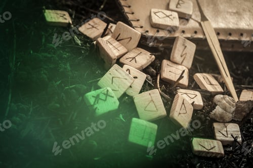 Preview: Wooden Runes On The Ground