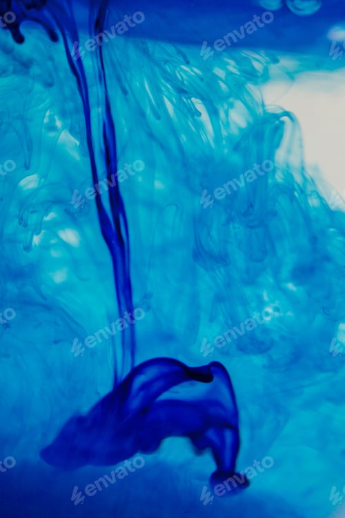 Preview: Blue Liquid In Water Making Abstract Forms