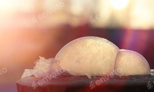 Preview: Soap Bubbles Freeze In The Cold. Winter Soapy Water Freezes In T