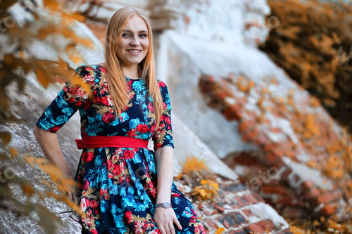 Preview: Girl In The Street With An Umbrella For A Walk On An Autumn Day