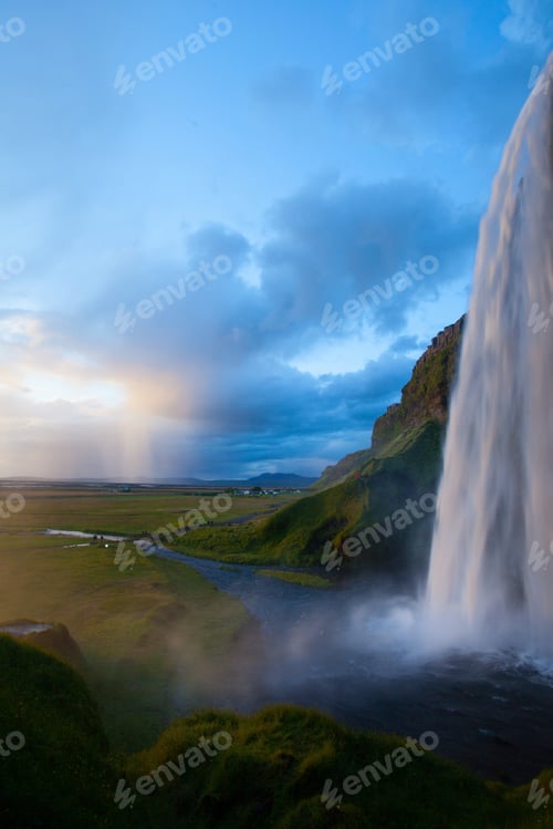 Preview: Seljalandsfoss Waterfall During The Sunset, Iceland
