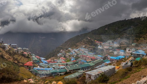 Preview: Everest Base Camp Trek. View Of The Himalayan Valley. The Village Of Namche Bazar. Nepal