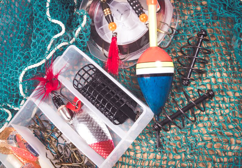 Preview: Open Storage Box With Accessories For Fishing And Fishing Baits.