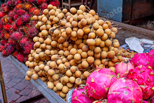 Preview: Assortment Of Exotic Asian Fruits In Market On The Petaling Street, Kuala Lumpur, Malaysia