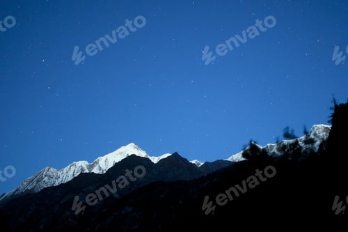 Preview: Himalaya Mountain With Star In Night Time