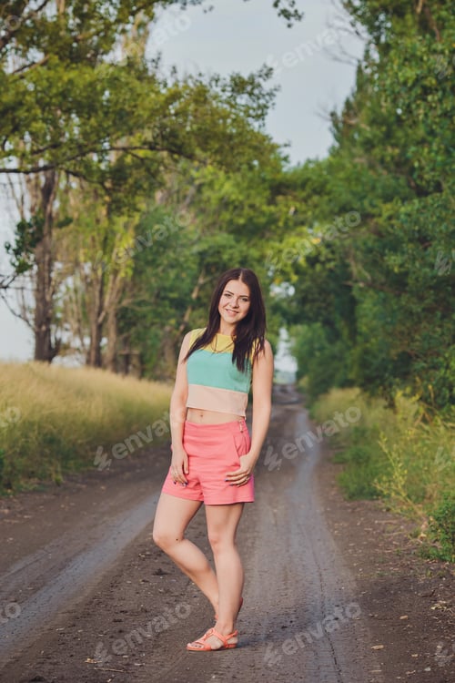 Preview: A Portrait Of A Beautiful Young Caucasian Woman Outdoor