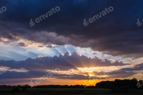 Preview: Colorful Dramatic Sky With Cloud At Sunset