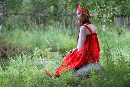 Preview: Beautiful Girl In A Red Dress Outdoor