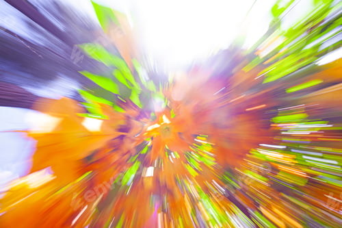 Preview: Bright Orange Angels Trumpet Flower On The Tree, Optical Effect Blur