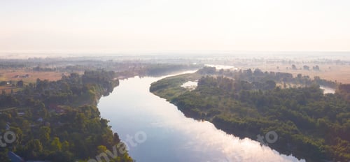 Preview: The View Of Desna River At Sunset Time, Taken With Drone, Ukraine