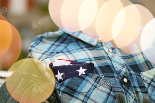 Preview: Flag in Pocket with Bokeh Lights Backdrop