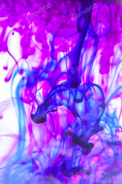 Preview: Blue And Violet Liquid In Water Making Abstract Forms