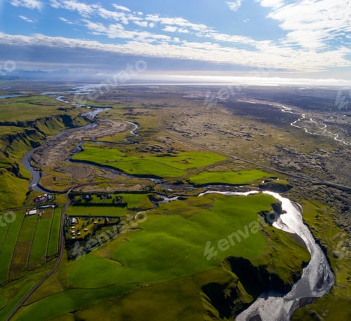 Preview: Landscape Of Iceland With Rivers And Beautiful Hills