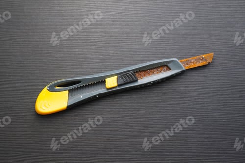 Preview: Rusty Clerical Knife On Dark Background.