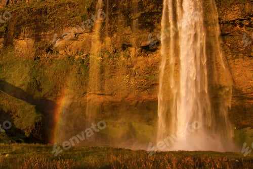 Preview: Seljalandsfoss Waterfall During The Sunset, Iceland