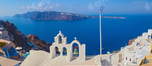 Preview: Beautiful View Of Famous Romantic White Town In Santorini Island, Greece
