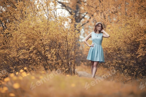 Preview: Young Girl On A Walk In The Autumn Park