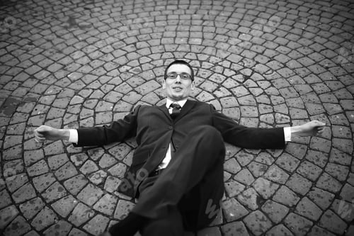 Preview: Businessman In A Suit On The Street Black-And-White Photo