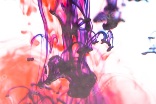 Preview: Red And Violet Liquid In Water Making Abstract Forms