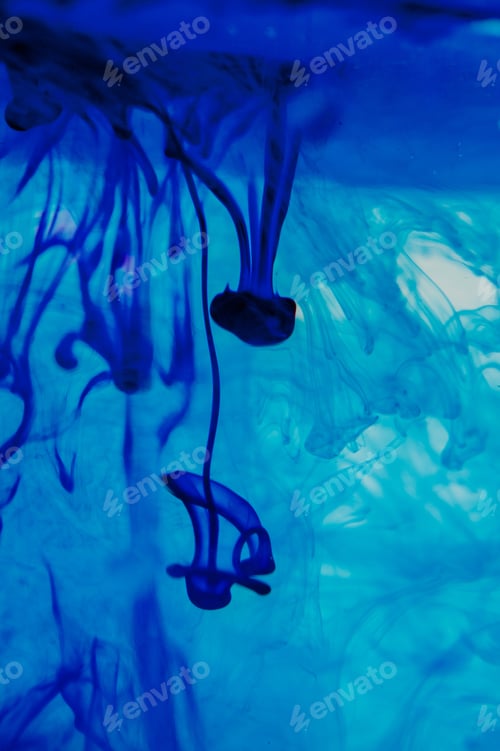 Preview: Blue Liquid In Water Making Abstract Forms