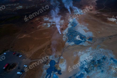 Preview: Icelandic Aerial Photography Captured By Drone.Beautiful Landscape In Hveraronf, In An Area Of