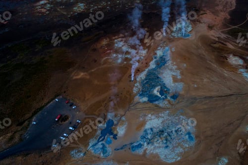 Preview: Icelandic Aerial Photography Captured By Drone.Beautiful Landscape In Hveraronf, In An Area Of