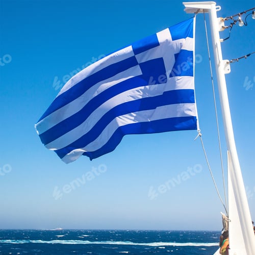 Preview: The Flag Of Greece On The Sheep In The Mediterrian Sea